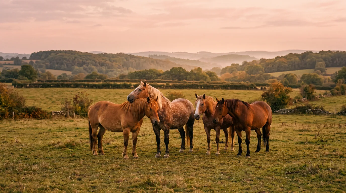 Les chevaux du Pension équestre de la Ferme de Bouchezy en liberté, Creuse